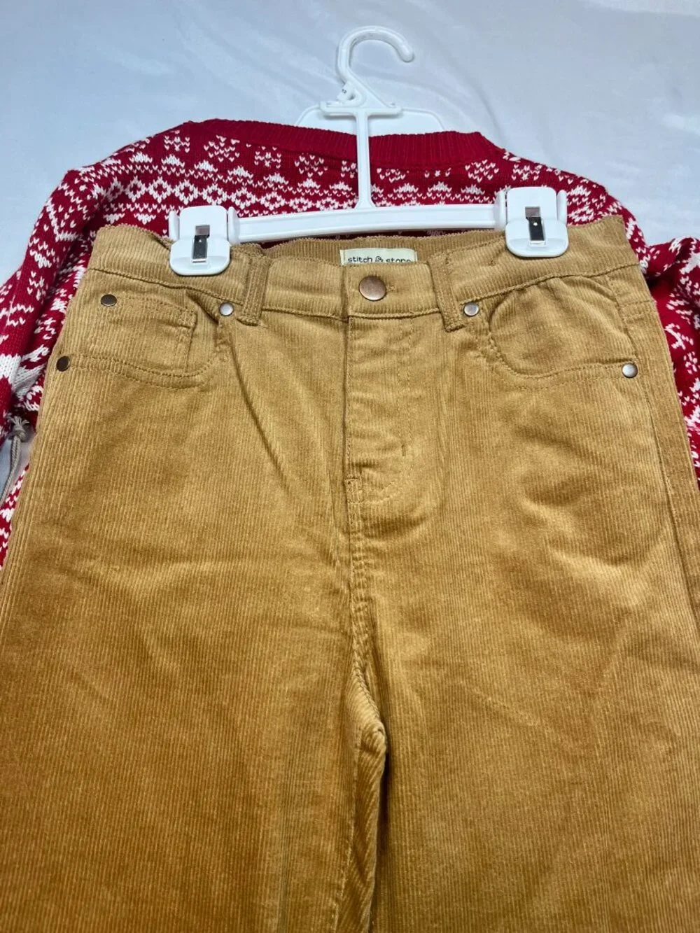 NWT Stitch & Stone Boys Size 12 Holiday Reindeer Fair Isle Sweater & Corduroy